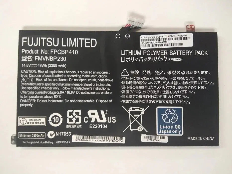 Original FPCBP304 Fujitsu LifeBook UH554 UH574 FPCBP410 FMVNBP230 Series 14.8V 48Wh Laptop Battery - eBuy UAE
